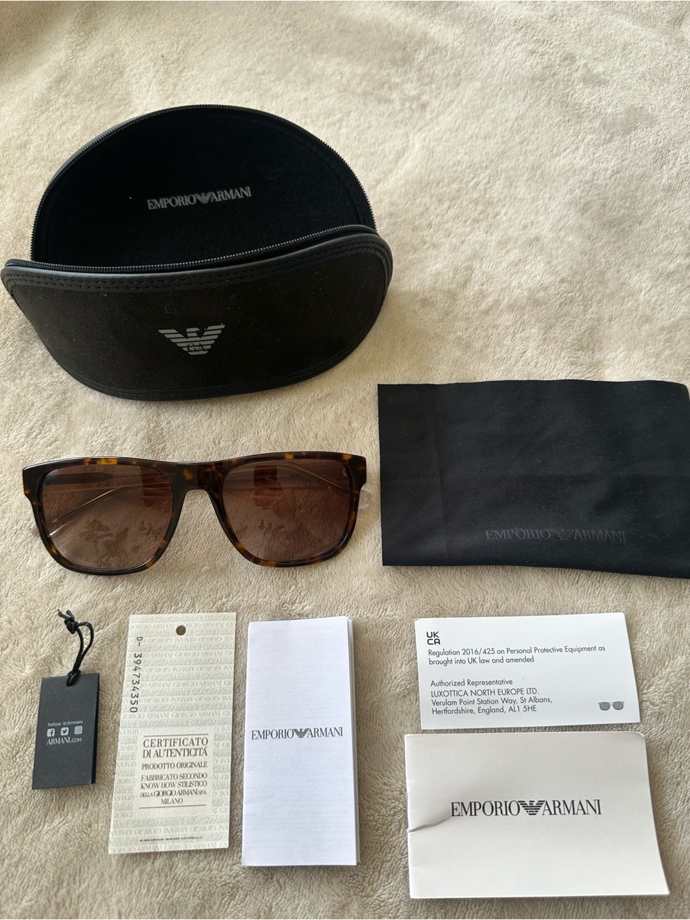 Authentic Emporio Armani EA4163 Tortoiseshell Sunglasses with Certificate